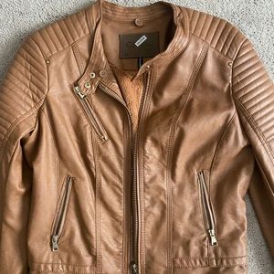 Brown Leather Jacket with zippers